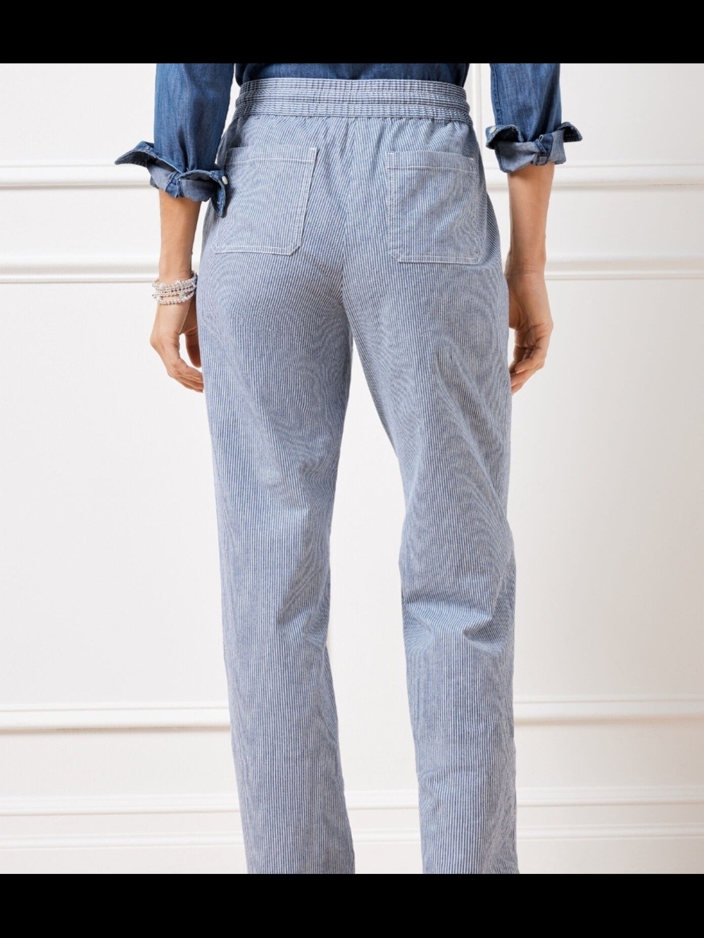 Universal Thread Blue Pinstripe Straight-Leg Pull-On Pants